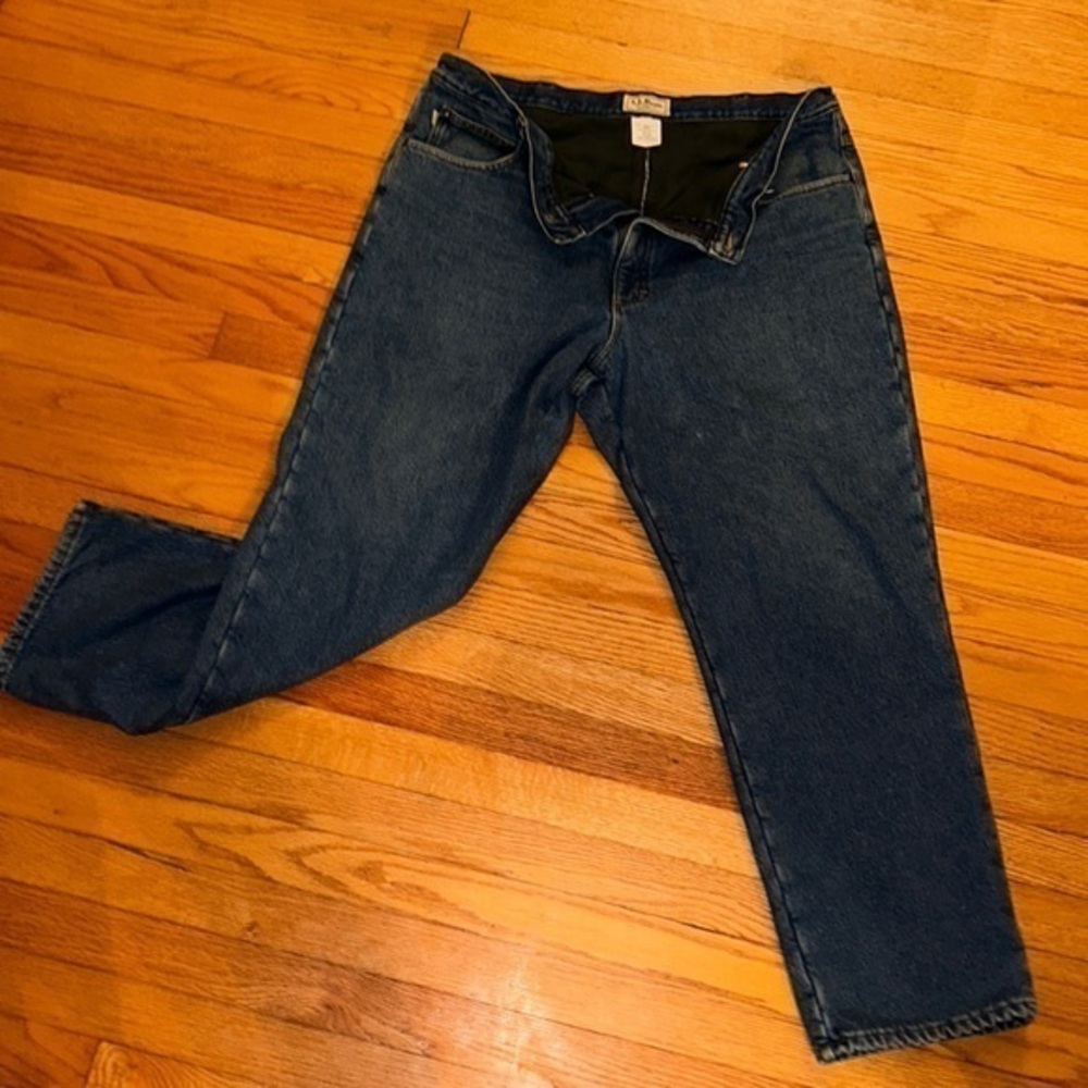 LL Bean Double L Fleece Lined Classic Fit Blue Jeans Sz 40X30  ItemID 162343